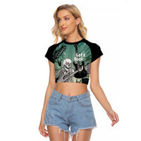 Electric Guitar Skull Raglan Cropped T Shirt Lets Rock - Wonder Print Shop