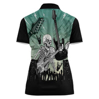 Electric Guitar Skull Women Polo Shirt Lets Rock - Wonder Print Shop
