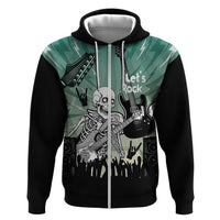Electric Guitar Skull Zip Hoodie Lets Rock - Wonder Print Shop
