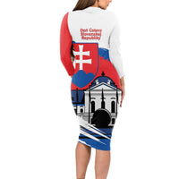 Slovakia Constitution Day Long Sleeve Bodycon Dress Slovensko Grassalkovich Palace With Coat Of Arms - Wonder Print Shop