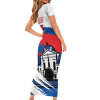 Slovakia Constitution Day Short Sleeve Bodycon Dress Slovensko Grassalkovich Palace With Coat Of Arms - Wonder Print Shop