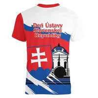 Slovakia Constitution Day Women V-Neck T-Shirt Slovensko Grassalkovich Palace With Coat Of Arms - Wonder Print Shop