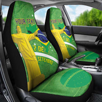 Personalized Brazil Independence Day Car Seat Cover Brasil Map Christ The Redeemer 7 De Setembro - Wonder Print Shop