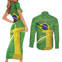 Personalized Brazil Independence Day Couples Matching Short Sleeve Bodycon Dress and Long Sleeve Button Shirt Brasil Map Christ The Redeemer 7 De Setembro - Wonder Print Shop