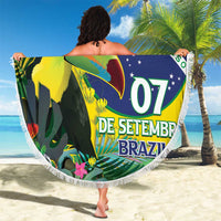 Feliz Dia Da Indepencencia Brazil Beach Blanket Brasil Toucan Tropical Vibes - Wonder Print Shop