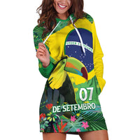Feliz Dia Da Indepencencia Brazil Hoodie Dress Brasil Toucan Tropical Vibes - Wonder Print Shop