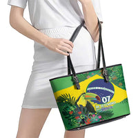 Feliz Dia Da Indepencencia Brazil Leather Tote Bag Brasil Toucan Tropical Vibes - Wonder Print Shop