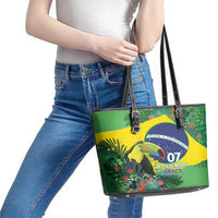 Feliz Dia Da Indepencencia Brazil Leather Tote Bag Brasil Toucan Tropical Vibes - Wonder Print Shop
