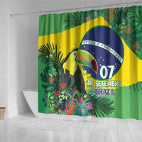 Feliz Dia Da Indepencencia Brazil Shower Curtain Brasil Toucan Tropical Vibes