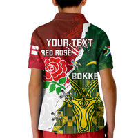 Personalised South Africa And England Rugby Kid Polo Shirt 2023 Springboks Combine Red Roses Sporty Style - Wonder Print Shop