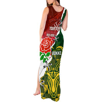 Personalised South Africa And England Rugby Tank Maxi Dress 2023 Springboks Combine Red Roses Sporty Style - Wonder Print Shop