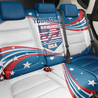 Personalized USA Rowing Back Car Seat Cover 2024 United States Flag Curve Style - Wonder Print Shop