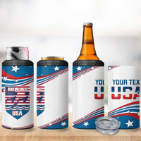 Personalized USA Rowing 4 in 1 Can Cooler Tumbler 2024 United States Flag Curve Style - Wonder Print Shop