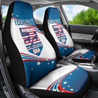 Personalized USA Rowing Car Seat Cover 2024 United States Flag Curve Style - Wonder Print Shop
