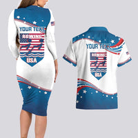 Personalized USA Rowing Couples Matching Long Sleeve Bodycon Dress and Hawaiian Shirt 2024 United States Flag Curve Style - Wonder Print Shop