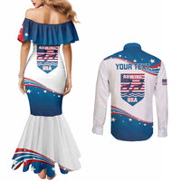 Personalized USA Rowing Couples Matching Mermaid Dress and Long Sleeve Button Shirt 2024 United States Flag Curve Style
