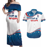 Personalized USA Rowing Couples Matching Off Shoulder Maxi Dress and Hawaiian Shirt 2024 United States Flag Curve Style - Wonder Print Shop