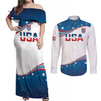 Personalized USA Rowing Couples Matching Off Shoulder Maxi Dress and Long Sleeve Button Shirt 2024 United States Flag Curve Style - Wonder Print Shop
