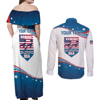 Personalized USA Rowing Couples Matching Off Shoulder Maxi Dress and Long Sleeve Button Shirt 2024 United States Flag Curve Style - Wonder Print Shop