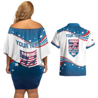 Personalized USA Rowing Couples Matching Off Shoulder Short Dress and Hawaiian Shirt 2024 United States Flag Curve Style - Wonder Print Shop