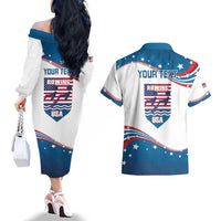 Personalized USA Rowing Couples Matching Off The Shoulder Long Sleeve Dress and Hawaiian Shirt 2024 United States Flag Curve Style - Wonder Print Shop