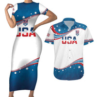 Personalized USA Rowing Couples Matching Short Sleeve Bodycon Dress and Hawaiian Shirt 2024 United States Flag Curve Style - Wonder Print Shop