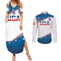 Personalized USA Rowing Couples Matching Summer Maxi Dress and Long Sleeve Button Shirt 2024 United States Flag Curve Style - Wonder Print Shop