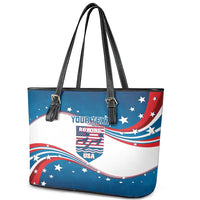 Personalized USA Rowing Leather Tote Bag 2024 United States Flag Curve Style - Wonder Print Shop