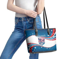 Personalized USA Rowing Leather Tote Bag 2024 United States Flag Curve Style - Wonder Print Shop