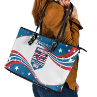 Personalized USA Rowing Leather Tote Bag 2024 United States Flag Curve Style - Wonder Print Shop