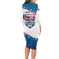 Personalized USA Rowing Long Sleeve Bodycon Dress 2024 United States Flag Curve Style - Wonder Print Shop