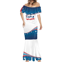 Personalized USA Rowing Mermaid Dress 2024 United States Flag Curve Style - Wonder Print Shop