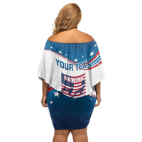 Personalized USA Rowing Off Shoulder Short Dress 2024 United States Flag Curve Style - Wonder Print Shop