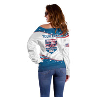 Personalized USA Rowing Off Shoulder Sweater 2024 United States Flag Curve Style - Wonder Print Shop
