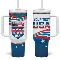 Personalized USA Rowing Tumbler With Handle 2024 United States Flag Curve Style - Wonder Print Shop