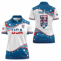 Personalized USA Rowing Women Polo Shirt 2024 United States Flag Curve Style - Wonder Print Shop