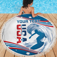 Personalized USA Surfing Beach Blanket 2024 United States Flag Curve Style - Wonder Print Shop
