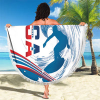 Personalized USA Surfing Beach Blanket 2024 United States Flag Curve Style - Wonder Print Shop