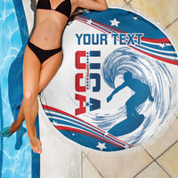 Personalized USA Surfing Beach Blanket 2024 United States Flag Curve Style - Wonder Print Shop