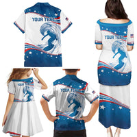 Personalized USA Surfing Family Matching Puletasi and Hawaiian Shirt 2024 United States Flag Curve Style - Wonder Print Shop