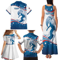 Personalized USA Surfing Family Matching Tank Maxi Dress and Hawaiian Shirt 2024 United States Flag Curve Style - Wonder Print Shop