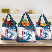 Personalized USA Surfing Grocery Bag United States Flag Curve Style
