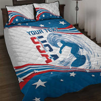 Personalized USA Surfing Quilt Bed Set 2024 United States Flag Curve Style - Wonder Print Shop