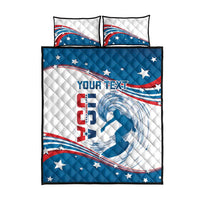Personalized USA Surfing Quilt Bed Set 2024 United States Flag Curve Style - Wonder Print Shop