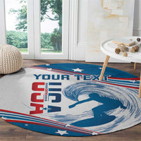 Personalized USA Surfing Round Carpet 2024 United States Flag Curve Style