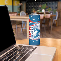Personalized USA Surfing Skinny Tumbler 2024 United States Flag Curve Style - Wonder Print Shop