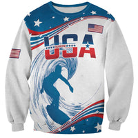 Personalized USA Surfing Sweatshirt 2024 United States Flag Curve Style - Wonder Print Shop