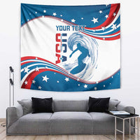 Personalized USA Surfing Tapestry 2024 United States Flag Curve Style - Wonder Print Shop