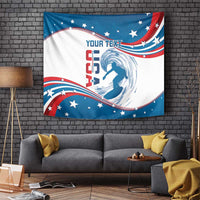 Personalized USA Surfing Tapestry 2024 United States Flag Curve Style - Wonder Print Shop