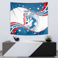 Personalized USA Surfing Tapestry 2024 United States Flag Curve Style - Wonder Print Shop